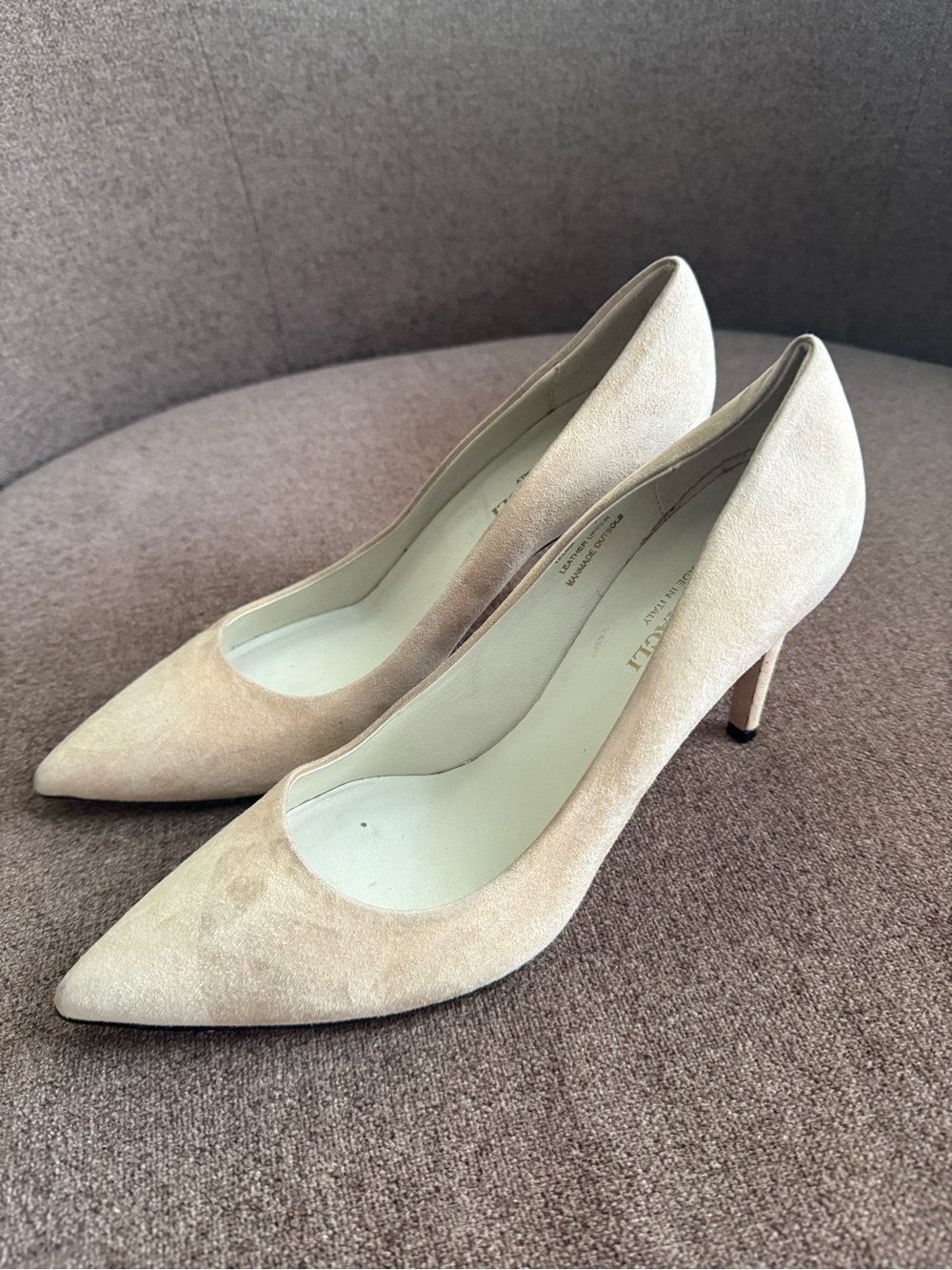 Bruno Magli Pointed Toe Suede Pumps in Blush Nude